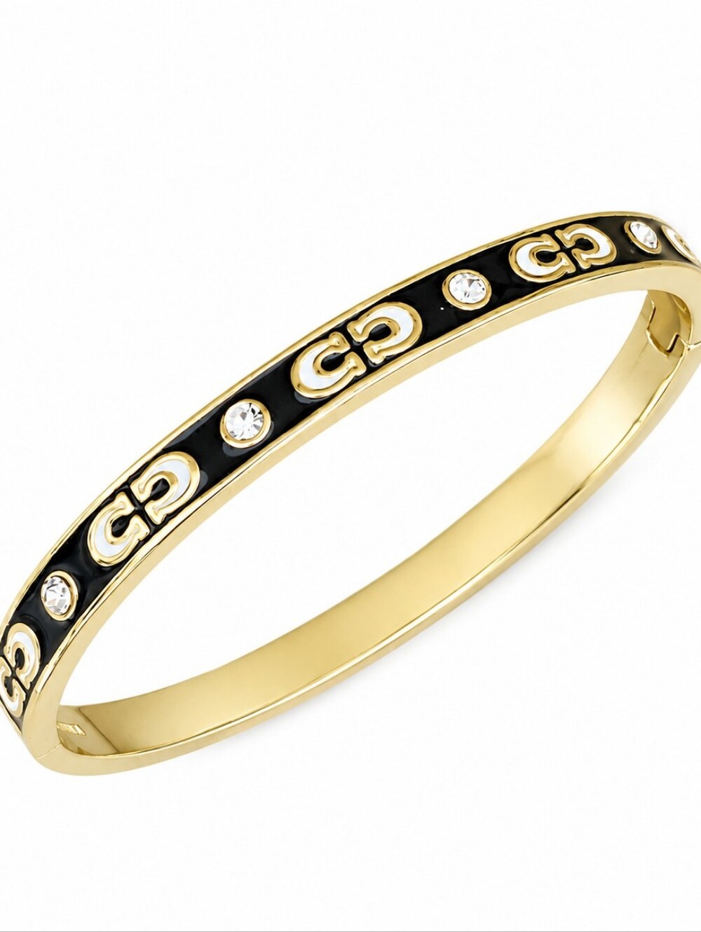 Coach Black and Gold Logo Bangle Bracelet